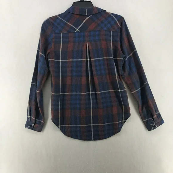 Cloth & Stone Shirt Women's Sz XS Blue Red Plaid Collared Front Pocket Button Up - Picture 2 of 12